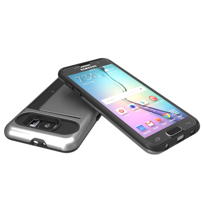 Galaxy S6 EDGE Case PunkCase CLUTCH Grey Series Slim Armor Soft Cover Case w/ Screen Protector (Color in image: Pink)