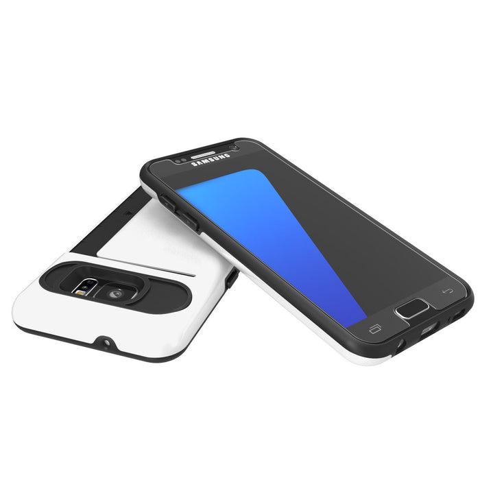 Galaxy s7 Case PunkCase CLUTCH White Series Slim Armor Soft Cover Case w/ Tempered Glass (Color in image: Grey)