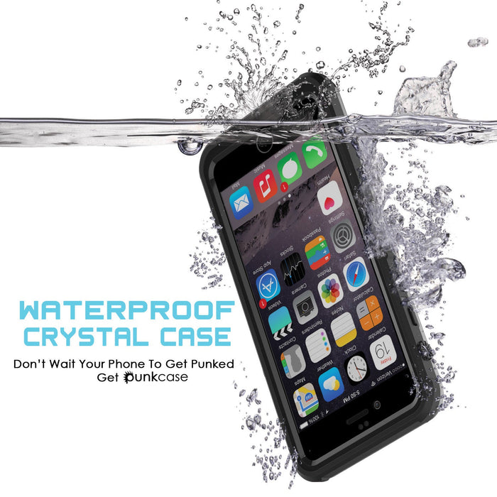 iPhone 6/6S Waterproof Case, PUNKcase CRYSTAL Black W/ Attached Screen Protector  | Warranty (Color in image: white)