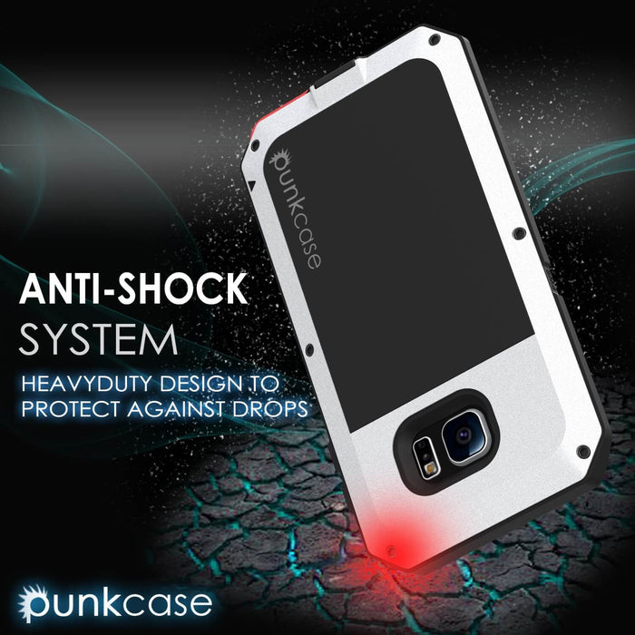 Galaxy S6 EDGE  Case, PUNKcase Metallic White Shockproof  Slim Metal (Color in image: silver)